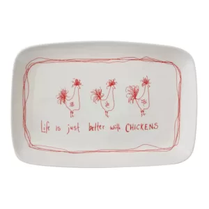 3R Studios "Life is Just Better with Chickens" Stoneware Platter