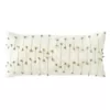 3R Studios White with Green Accents Handwoven Lumbar 36 in. x 16 in. Throw Pillow