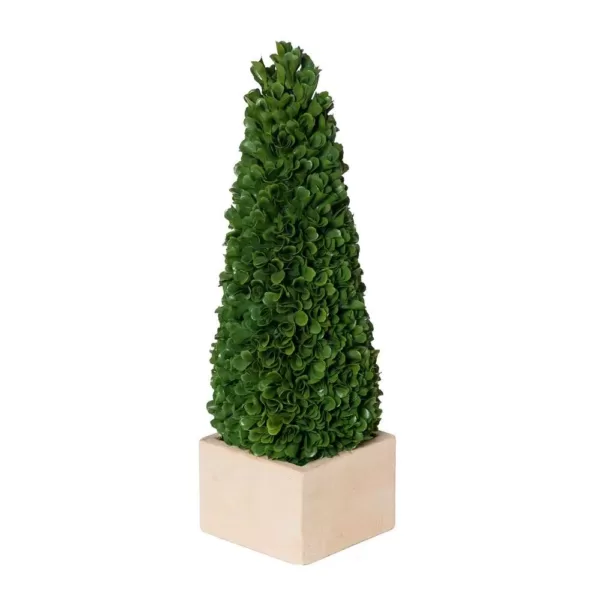 A & B Home Green/Cream Small Faux Boxwood Potted Topiary Tree