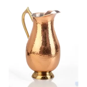 Abigails Element Collection Hammered Copper Pitcher with Brass Handle
