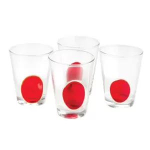 Abigails 8 oz. 3.75 in. D x 4 in. H Clear Double Old-Fashioned with Red Dots (Set of 4)