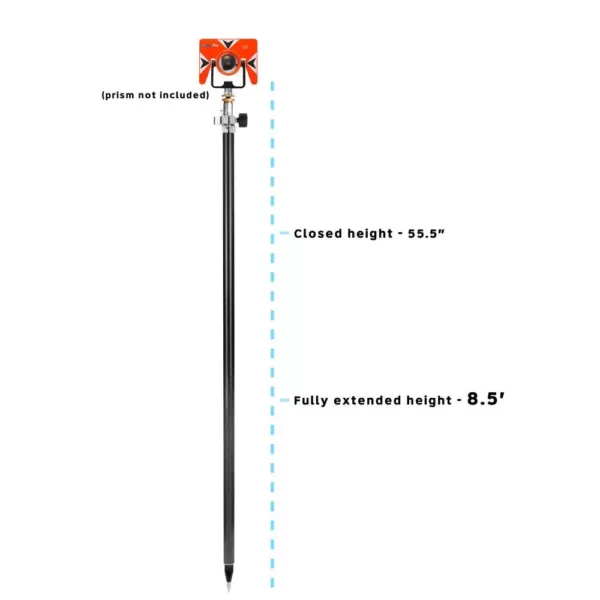 AdirPro 8.5 ft. Dual Graduations Carbon Fiber Prism Pole with Adjustable Tip
