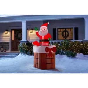 Airblown 4.99 ft. Animated Inflatable Santa Climbing from Chimney