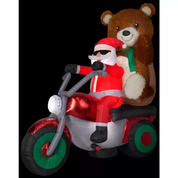 Airblown 6.5 ft. Inflatable Christmas Airblown Mixed Media Santa with Teddy Bear on Motorcycle