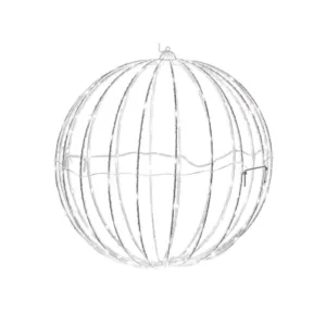 Alpine Corporation 16 in. Diameter Foldable Metal Sphere Ornament with Multi-Colored LED Lights