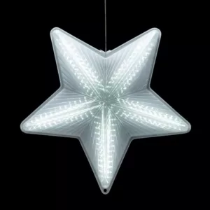 Alpine Corporation 19 in. Tall Christmas 3D Hanging Star Ornament Decoration with LED Lights