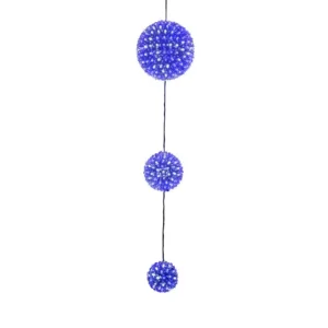 Alpine Corporation 37 in. Tall 3-Tier Christmas Ornaments With Chasing Blue and White LED Lights