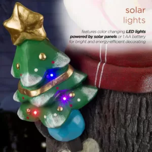 Alpine Corporation 48 in. Tall Corporation Solar Snowman Statue with Color Changing LED Lights, Holiday Decor