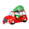 Alpine Corporation Snowman in Red Woody Car Decor with LED Lights