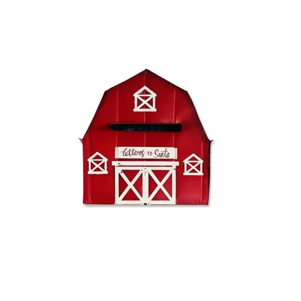 Alpine Corporation 54 in. Tall Metal Letters to Santa Red Barnhouse Mailbox Garden Stake