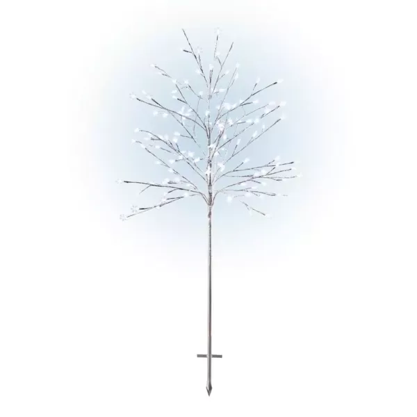 Alpine Corporation 58 in. Tall Frosty Christmas Snowflake Tree with Cool White LED Lights