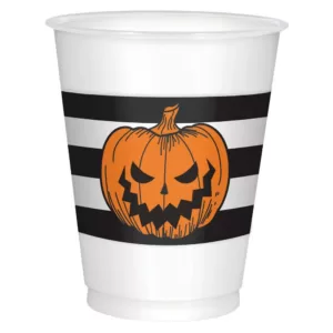 Amscan Hallows' Eve 16 oz. Orange Halloween Plastic Cups (3-Pack)