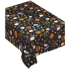 Amscan 90 in. x 0.1 in. x 52 in. Vinyl Halloween Friends Flannel Backed Table Cover
