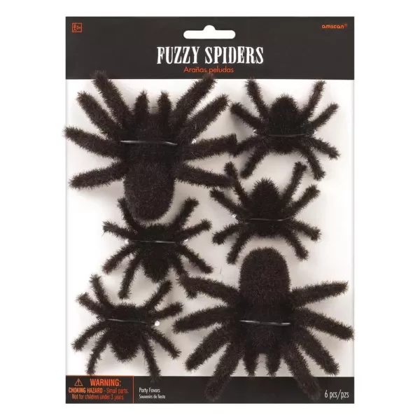 Amscan 3.75 in. Halloween Fuzzy Spiders Multi-Pack (3-Pack)