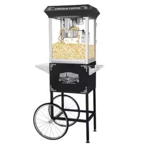 Great Northern Lincoln 8 oz. Antique Black Popcorn Machine with Cart