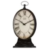 Zentique Antique Black Oval Iron Table Clock on Base with a Top Ring