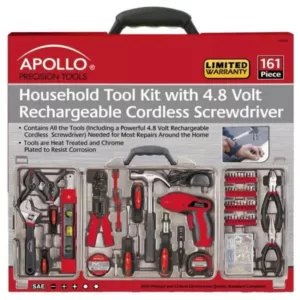 Apollo 161-Piece Home Tool Kit with 4.8-Volt Screwdriver