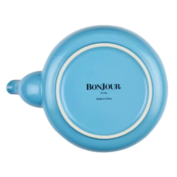 BonJour Ceramic Coffee and Tea 4-Cup Ceramic Teapot with Infuser, Aqua
