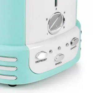 Nostalgia Retro Series 2-Slice Aqua Wide Slot Bagel Toaster with Crumb Tray and Shade Settings
