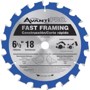 Avanti Pro 6-1/2 in. x 18-Teeth Fast Framing Saw Blade