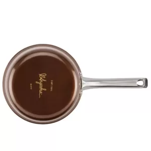 Ayesha Curry Home Collection 3 qt. Aluminum Nonstick Sauce Pan in Brown Sugar with Glass Lid