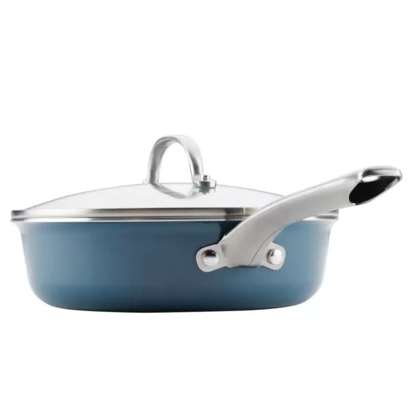 Ayesha Curry Home Collection 3 qt. Aluminum Nonstick Saute Pan in Twilight Teal with Glass Lid