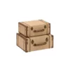 LITTON LANE Rectangular Wooden Burlap Trunk Boxes with Hinged Lids (Set of 2)