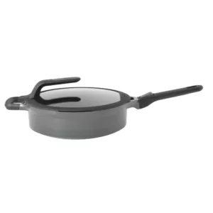 BergHOFF GEM Stay Cool 3.2 qt. Cast Aluminum Nonstick Saute Pan in Gray with Glass Lid