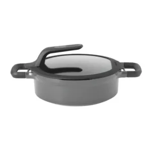 BergHOFF GEM Stay Cool 3.5 qt. Cast Aluminum Nonstick Saute Pan in Gray with Glass Lid and Dual Handles