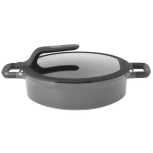 BergHOFF GEM Stay Cool 4.9 qt. Cast Aluminum Nonstick Saute Pan in Gray with Glass Lid
