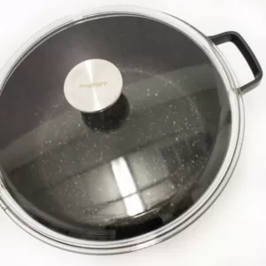 BergHOFF GEM 7.7 qt. Cast Aluminum Nonstick Stock Pot in Black with Glass Lid