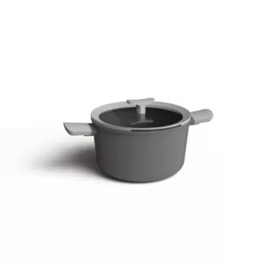 BergHOFF Leo 5.8 qt. Aluminum Nonstick Stock Pot in Grey with Glass Lid
