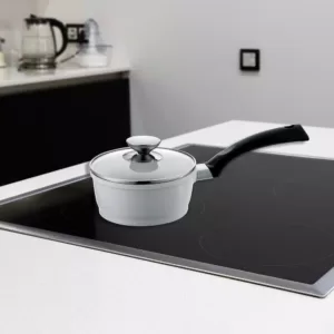 Berndes SignoCast Pearl 2 qt. Cast Aluminum Ceramic Nonstick Sauce Pan in White with Glass Lid