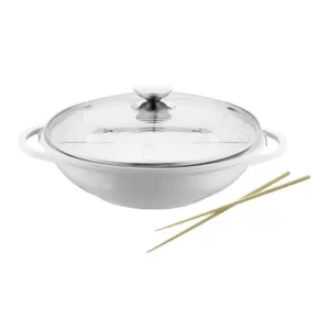 Berndes Vario Click Pearl 13.5 in. /5.25 Qt. Induction Round Wok with Lid White