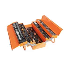 Beta 1/2" Drive Metric Socket Set with Ratchet, Screwdrivers, wrenches and General Maintenance Tools in Tool Box 91-Piece