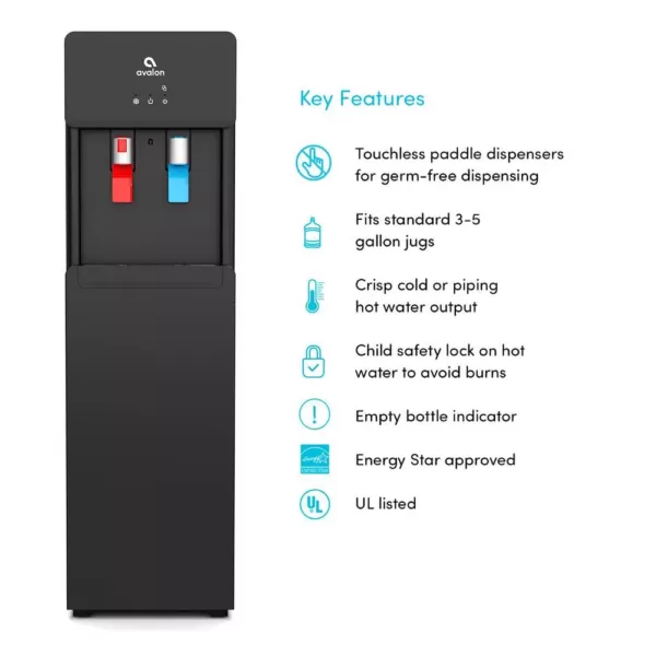 Avalon Touchless Bottom Loading Water Cooler Dispenser, Hot & Cold Water, UL/Energy Star- Black