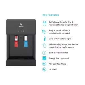 Avalon Countertop Self Cleaning Touchless Bottle less Water Cooler Dispenser, Hot/Cold Water, NSF/UL/Energy Star, Black