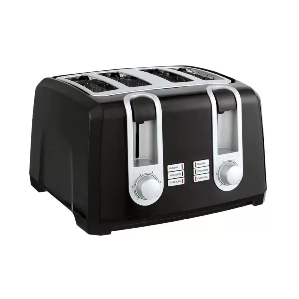BLACK+DECKER 4-Slice Black Extra-Wide Slot Toaster with Browning Control