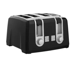 BLACK+DECKER 4-Slice Black Extra-Wide Slot Toaster with Browning Control