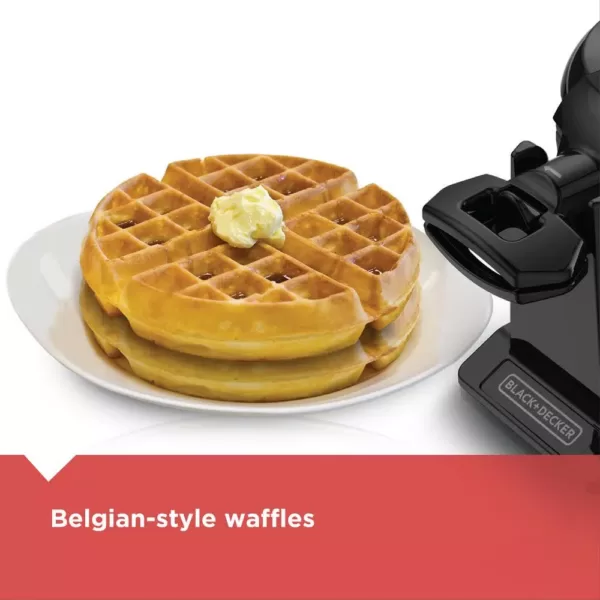 BLACK+DECKER 2-Waffle Black Flip Belgian Waffle Maker