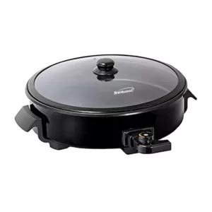 Brentwood Appliances 38 sq. in. Black Round Nonstick Electric Skillet with Vented Glass Lid