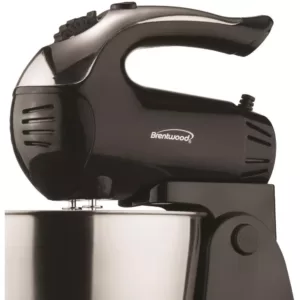 Brentwood Appliances 3 Qt. 5-Speed Black Electric Stand Mixer with Bowl and 5-Speed Black Electric Hand Mixer