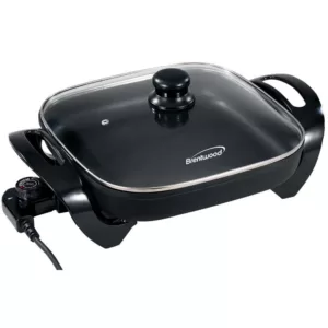 Brentwood 12 in. Black Non-Stick Electric Skillet with Glass Lid