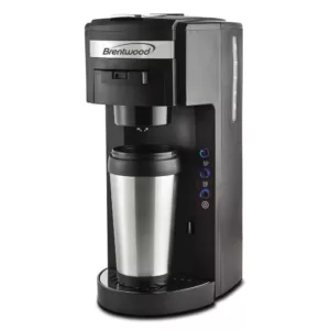 Brentwood Black Single Serve Coffe Maker with Stainless Steel Coffee Mug