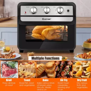 Costway 23 qt. Black Air Fryer Oven with Rotisserie