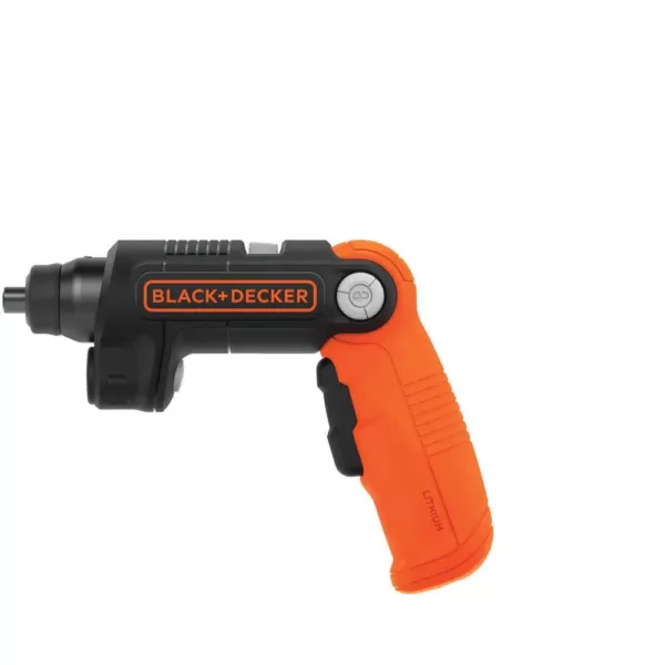 BLACK+DECKER 4-Volt MAX Lithium-Ion Cordless 1/4 in. Electric Screwdriver with Pivoting Handle, Light and Charger
