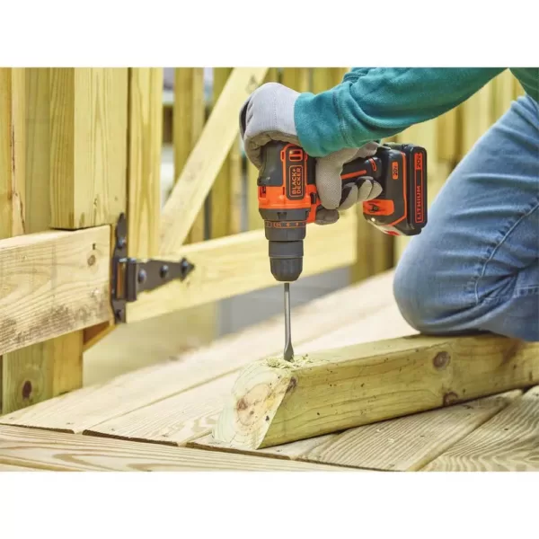 BLACK+DECKER 20-Volt MAX Lithium-Ion Cordless 3/8 in. Drill/Driver with Battery 1.5Ah and Charger