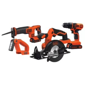 BLACK+DECKER 20-Volt MAX Lithium-Ion Cordless Combo Kit (4-Tool) with (2) Batteries 1.5Ah and Charger