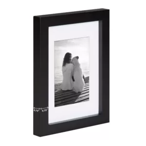 DesignOvation Gallery 5 in. x 7 in. Matted to 3.5 in. x 5 in. Black Picture Frame (Set of 4)