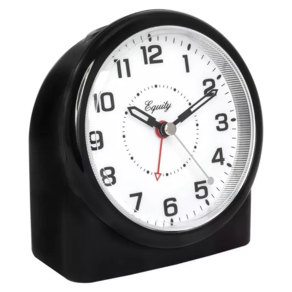 Equity by La Crosse Large 4.72 in. Black Analog Alarm Table Clock with Night Vision Technology